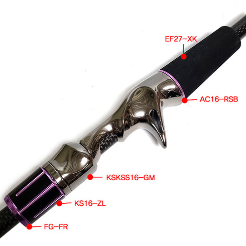 Fuji Bait Casting Reel Seats (ACSM16-GM) - PVD Plated High Gloss Gunmetal, Body only